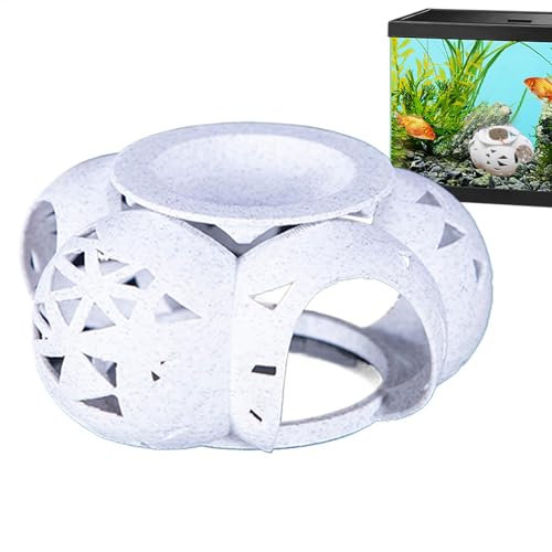 Irregular Porous Fish House, Betta Fish Cave, Multifunctional Aquarium Shrimp Hideouts, Lightweight White Aquatic Decor for Tanks, Landscaping, 36g, White von Gitekain