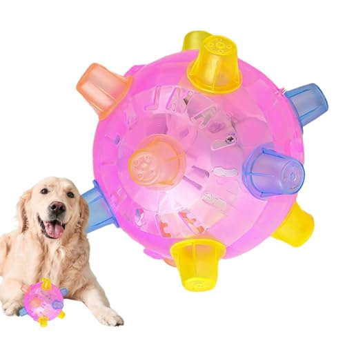 Jumping Activation Ball für Hunde, Hund Rolling Ball Spielzeug, Interaktives Hundespielzeug, Beweglicher Tanzball, Haustier Rollball mit Lichtern, Hundeball mit Musik, Indoor Hundespielzeug, Outdoor von Gitekain