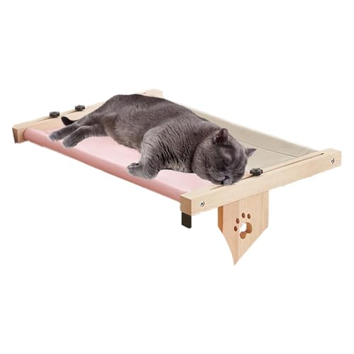 Katzenbett aus Holz, Nistsitz, verstellbare Katzenfensterbank Sitzstange, Katzenhängematte Sitz mit Kissen, Katzenbett zum Schlafen und Spielen, Fensterhängematte für Katzen, Katzennest aus Holz zum von Gitekain