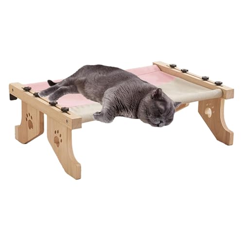 Katzenbett aus Holz, Nistsitz, verstellbare Katzenfensterbank Sitzstange, Katzenhängematte Sitz mit Kissen, Katzenbett zum Schlafen und Spielen, Fensterhängematte für Katzen, Katzennest aus Holz zum von Gitekain