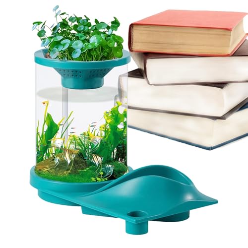 Kleines Betta-Aquarium, selbsterhaltendes Aquarium, leiser Aquariumfilter, Aquarium-Aquaponik-Ökosystem, Aquarium für zu Hause, kompaktes Betta-Aquarium, wartungsarmes Aquarium, modernes Aquarium, ele von Gitekain