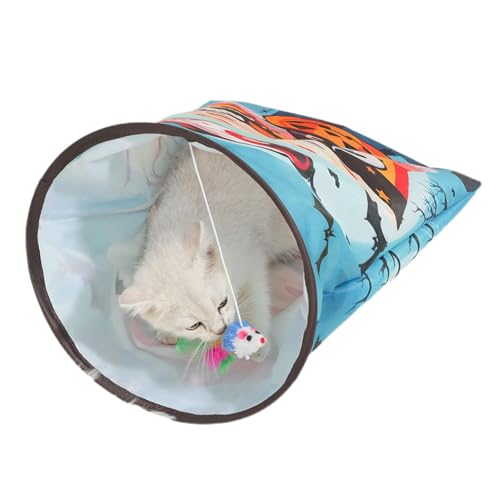 Pet Play Tunnel Tube, Halloween Cat Tunnel, Interactive Toy with Hanging Ball, Foldable Design, Rattle Paper Material, Fun for Small Cats, Rabbits, Puppies, and Dogs von Gitekain