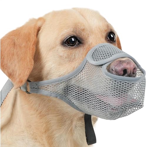 Soft Mesh Dog Muzzle, Breathable Adjustable Mouth Cover, Barking Licking, Comfortable Anti-Bite Design Various Sizes, Ideal for Dog Lovers, Families, 7.87x5.91x0.39 Inches von Gitekain