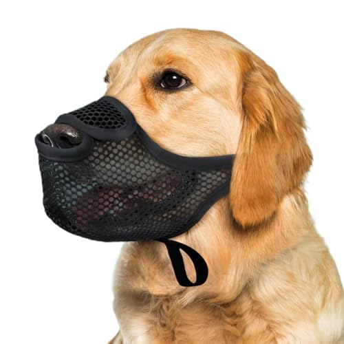 Soft Mesh Dog Muzzle, Breathable Adjustable Mouth Cover, Barking Licking, Comfortable Anti-Bite Design Various Sizes, Ideal for Dog Lovers, Families, 7.87x5.91x0.39 Inches von Gitekain