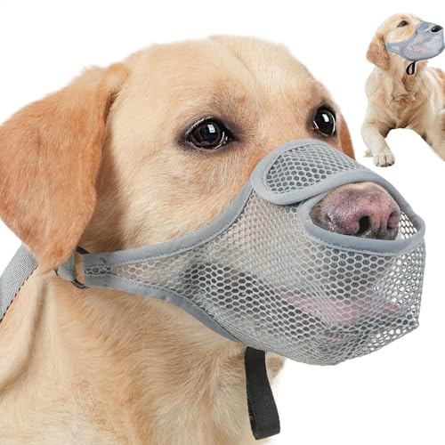 Soft Mesh Dog Muzzle, Breathable Adjustable Mouth Cover, Barking Licking, Comfortable Anti-Bite Design Various Sizes, Ideal for Dog Lovers, Families, 7.87x5.91x0.39 Inches von Gitekain