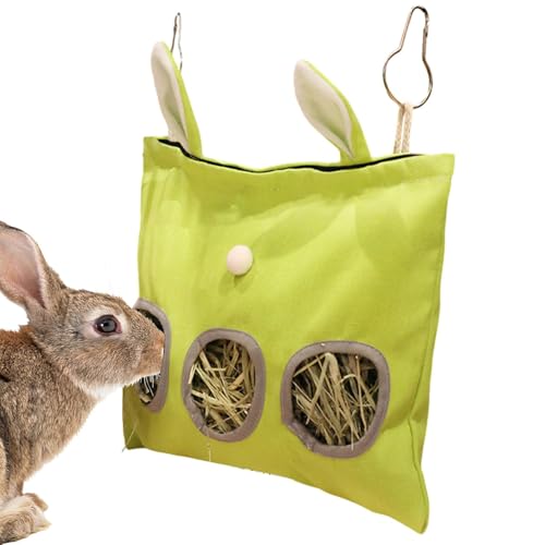 Suspensible Hay Feeder Bag, Washable Small Animal Food Dispenser, Adorable Slow Eating Pouch, Rabbit Hay Holder, Portable Hanging Pet Feeder, 11.81x13.78 Inches von Gitekain