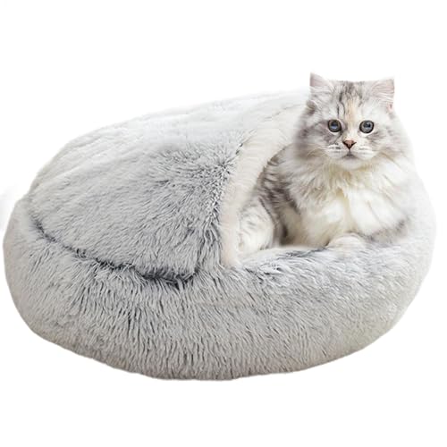 Überdachtes Haustierbett, Katzenbett | Bequemes Muschelbett für Haustier - Kleine Hundehütte für den Innenbereich, überdachtes Hundekatzenbett, Bequeme Hundehütte von Gitekain