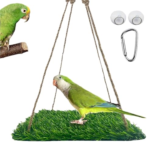 Vogelgrasschaukel – Vogelgras-Hängematte, Schaukel, Spielzeug, Vogelgras, Kletterstange, Hängematte, Schaukel, Spielzeug mit Haken für Sun Conure von Gitekain