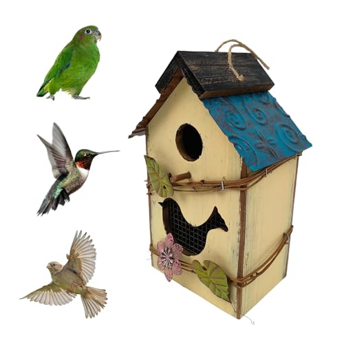 Vogelhäuser | Hängbares Vogelhaus aus | Multifunktionales Vogelhaus Deko Garten Vogelhaus Vogelhaus Niedliches Vogelhaus Design Schützender Vogelkäfig für Draußen von Gitekain