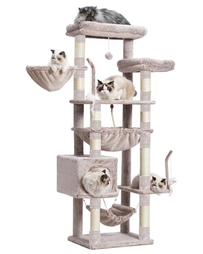 Gitelsnour Muchroom GCT020MU Kratzbaum, Katzenturm für große Katzen mit 2 großen Plattformen, 2 Körben, Höhle und Spielzeug, 160 cm Katzenkratzbäume für Indoor-Katzen von Gitelsnour