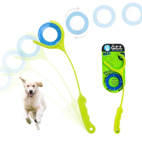 Gitit MAX! - Launcher + Ring, Epic Fetch Hundespielzeug, Slobberless/Clean Hands Loading, für mittelgroße bis große Hunde von Gitit