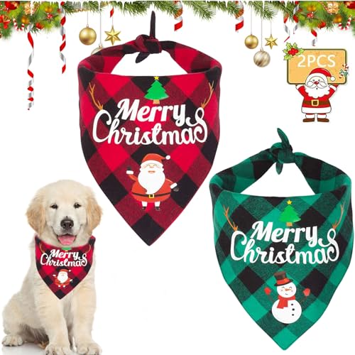 2 Stück Weihnachtshund Bandanas, Hundehalstuch, Schal Halstuch für Weihnachten Haustier Kostüm, Halstuch Hund, Dreieck Haustier Lätzchen für Haustier Weihnachten Kostüm Dekoration Zubehör (A) von Giugio