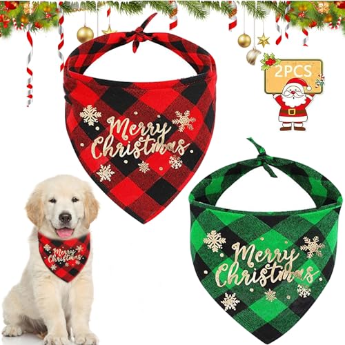 2 Stück Weihnachtshund Bandanas, Hundehalstuch, Schal Halstuch für Weihnachten Haustier Kostüm, Halstuch Hund, Dreieck Haustier Lätzchen für Haustier Weihnachten Kostüm Dekoration Zubehör (B) von Giugio