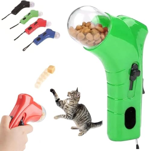 Cat Treat Launcher Gun, Handheld Interactive Pet Snack Catapult, Interactive Pet Feeding Toys, Cat Food Catapult, Kitten Puppy Exercise Training Feeder, Handheld Training Toy (Green) von Giurui