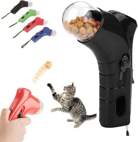 Cat Treat Launcher Gun, Handheld Interactive Pet Snack Catapult, Pet Food Catapult, Interactive Pet Feeding Toys, Kitten Puppy Exercise Training Feeder, Fun Pet Ball Dispenser Gun Toy (Black) von Giurui