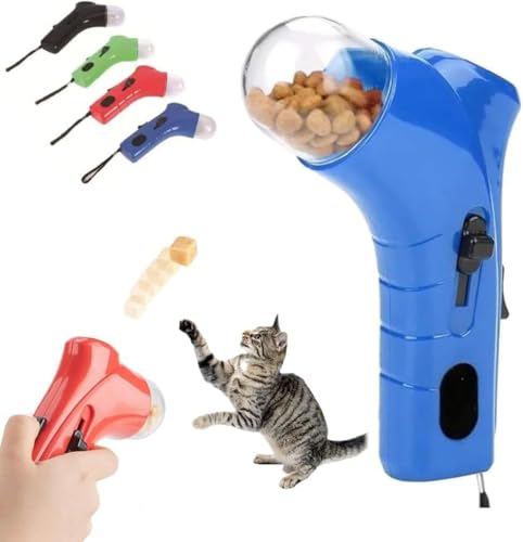 Cat Treat Launcher Gun, Handheld Interactive Pet Snack Catapult, Pet Food Catapult, Interactive Pet Feeding Toys, Kitten Puppy Exercise Training Feeder, Fun Pet Ball Dispenser Gun Toy (Blue) von Giurui