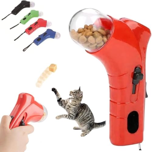 Cat Treat Launcher Gun, Handheld Interactive Pet Snack Catapult, Pet Food Catapult, Interactive Pet Feeding Toys, Kitten Puppy Exercise Training Feeder, Fun Pet Ball Dispenser Gun Toy (Red) von Giurui