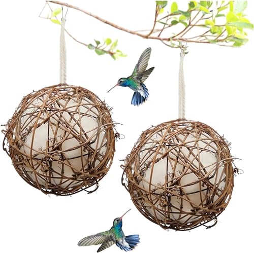 Handgefertigte Vogelhaus- und Vogelhaus-Materialien – Vogel-Nistkugel-Material für Wildvögel, Kolibri-Nistkolibri-Haus, Material, Geschenke für Vogelbeobachtung, Naturliebhaber (10 cm, 2 Stück) von Giurui