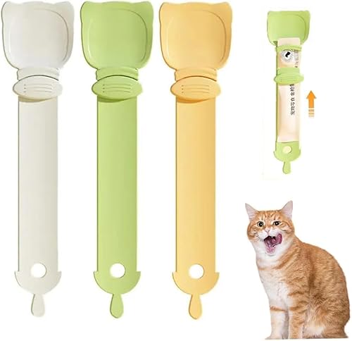 Katzen-Leckerli-Löffel, Happy Spoon Katzen-Leckerli-Futterspender, Kuscheln und Miauen glücklicher Löffel, multifunktionale Haustier-Löffel, Katzen-Nass-Leckerli-Löffel (3 Stück) von Giurui