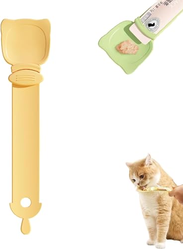 Katzen-Leckerli-Löffel, glücklicher Löffel, Katzen-Leckerli-Futterspender, Kuscheln und Miauen glücklicher Löffel, multifunktionale Haustier-Löffel, Katzen-Nass-Leckerli-Löffel (Orange) von Giurui