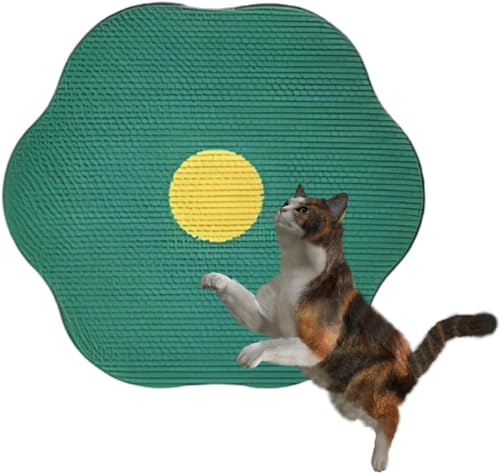 Kratzmatte mit Blumenmotiv für Katzen an der Wand, Katzen-Wandkratzer, Wellpappe, Katzenmöbelschutz, Katzenkratzmatte für Wand, Boden (1 Stück, grün) von Giurui