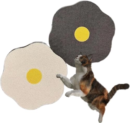 Kratzmatte mit Blumenmotiv für Katzen an der Wand, Katzen-Wandkratzer, Wellpappe, Katzenmöbelschutz, Kratzmatte für Wand, Boden (2 Stück Omelette + Paste-Ei) von Giurui