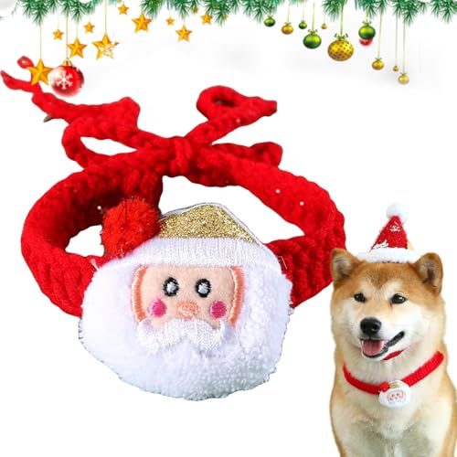 Giwuence Weihnachtshalsbänder für Katzen,Weihnachtshalsbänder für Katzen, Weiche, bequeme Halsbekleidung für Hunde, Verstellbares Halsband, weihnachtliches Katzenkostüm, Hundekleidung für kleine Tiere von Giwuence