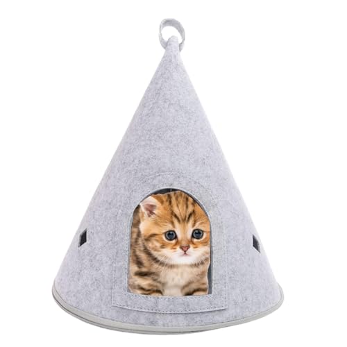 25×15cm Katzenzelte Katzen Tipi Zelt Für Haustiere Katzenbetten Für Hauskatzen Verstecktes Katzenhaus Aus Filz Halbgeschlossenes Sich Verjüngende Katzenhöhle Aus Filz Für Hauskatzen von GjnjfdF