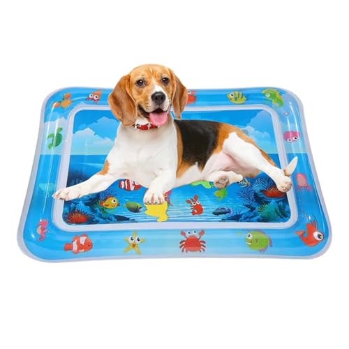 GkgWuxf 69x50x8cm Wassermatte Für Katzen Sensor Water Playmat Sensorische Wasserspielmatte Für Katzen Wassermatte Sensorisches Spielzeug Verdickte Wassersensorische Spielmatte Mit Fisch Zum Spielen von GkgWuxf