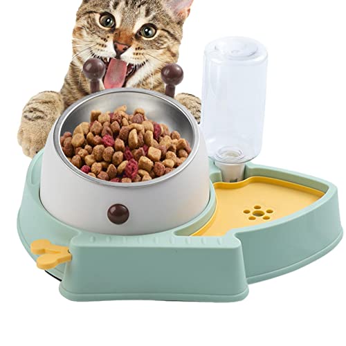 GkgWuxf Futter- und Wassernapf-Set für Kätzchen, Katzengeschirr für Futter und Wasser | Erhöhte, geneigte Katzennäpfe, 500-ml-Wasserflasche für automatisches Trinken | Futter- und Wasserspender, von GkgWuxf