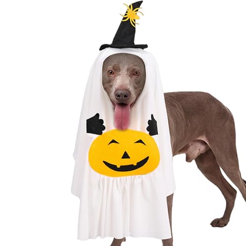 GkgWuxf Haustier-Geisterkostüm, Halloween-Kostüme für Hunde,Hexenhut Weißes Geisterkostüm | Cosplay-Kostüm für Hunde und Katzen, Haustier-Outfits für Halloween-Cosplay-Treffen von GkgWuxf