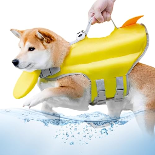 GkgWuxf Hundeschwimmweste zum Schwimmen,Hundeschwimmweste Flotation - Verstellbarer Hunde-Badeanzug, Lebensretter mit Nackenschwimmer | Schnell trocknender Schwimmanzug im Big Eyes Design für kleine, von GkgWuxf