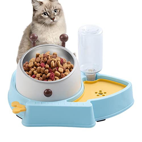 GkgWuxf Katzennäpfe für Futter und Wasser,Wasser- und Futternapf für Katzen | Erhöhte Katzennäpfe mit Wasserspender, automatischem Trinken,Trinken und Füttern von Katzen, rutschfeste Basis, von GkgWuxf