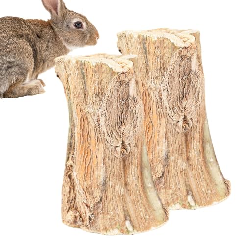 GkgWuxf Kausnacks für Hasen, Kausnacks für Kleintiere, Holz-Kauspielzeug Hase Backenzahn-Leckereien, 2 Stück Hasenzahnpflege Molarenspielzeug, natürliches Zahnknirschspielzeug für Kaninchen, von GkgWuxf