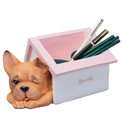 GkgWuxf Schüssel mit Schlüsselhalter für Hunde, Bonbonschale mit Tiermotiv aus Kunstharz - Hunde-Aufbewahrungsbox-Dekoration,Süßer Hund im Haus-Design, Bonbonniere, Schlüsselhalter, Schüssel für von GkgWuxf