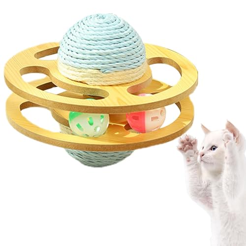 GkgWuxf Sisalball Katzenspielzeug | Planet Indoor Katzen Spielzeug | Haustier Drehbarer Ball für Kätzchen zum Spielen und Trainieren, Bereicherung Spiele von GkgWuxf