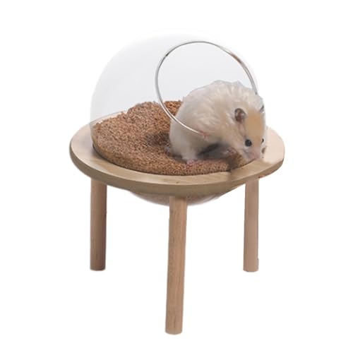 Gkumgwo Hamster-Sandbadbehälter, Sandbad für Syrische Hamster - Transparente Badebox mit Spritzschutz,Niedliche Badewanne mit Holzständer, Wiederverwendbare Badebox für Kleintiere von Gkumgwo