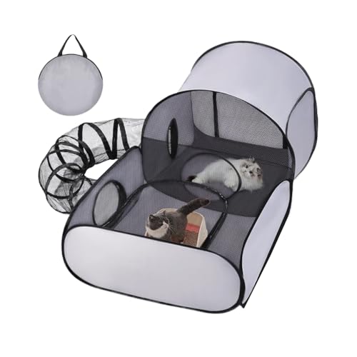 Gkumgwo Katzenspielgehege - Umzäunter Katzenauslauf Für Draußen Mit Tragbarem Design,Klappbares Gehegehaus Mit Interaktivem Spielzeug Und Bewegungsfläche Für Katzenwelpen, Hunde & Kleintiere Indoor Gkumgwo Katzenspielgehege - Umzäunter Katzenauslauf Für Draußen Mit Tragbarem Design,Klappbares Gehegehaus Mit Interaktivem Spielzeug Und Bewegungsfläche Für Katzenwelpen, Hunde & Kleintiere Indoor von Gkumgwo