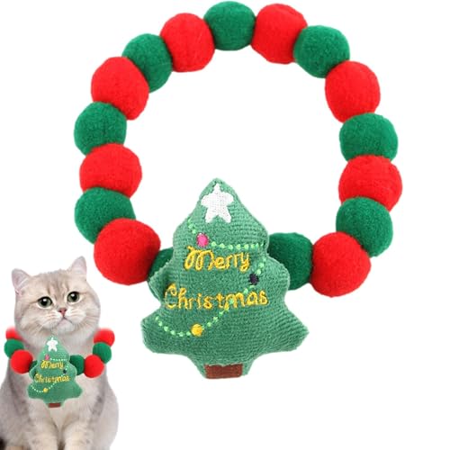 Gkumgwo Weihnachtliches Katzenhalsband, niedliche Plüsch-Halskette für Hunde, Weihnachtskostüm für Katzen, Welpen, Kätzchen, Hunde, Haustier-Weihnachtsoutfit zum Feiern des Urlaubs von Gkumgwo