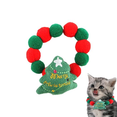 Gkumgwo Weihnachts-Halsband für Katzen, rot-grüne Kugel-Halskette für Katzen, Weihnachtsbaum, Schmuck, weiches Katzen-Coutume-Zubehör für Katzen, Hunde, Welpen von Gkumgwo