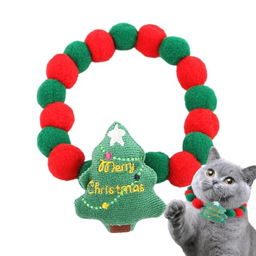 Gkumgwo Weihnachts-Hundehalsband – Rot-Grüne Kugel-Halskette für Katzen, Weihnachtsbaum, Schmuck, weiches Katzen-Coutume-Zubehör für Katzen, Hunde, Welpen von Gkumgwo