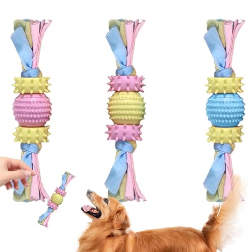 Gkumgwo Zahnspielzeug für kleine Hunde – Weiche -Welpen-Zahnstäbchen – Wiederverwendbarer Ball mit Seil Hundespielzeug, Welpen-Beißring, Hundezahnreinigungsspielzeug zur Linderung von Langeweile von Gkumgwo