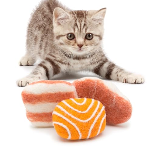 Glaciart One Sushi-Katzenspielzeug-Set aus Wolle mit Katzenminze, niedliches Katzenspielzeug für Interaktion und Langeweile, ermutigt Katzen zum Sport und Spielen, gefüllt mit Bio-Katzenminze, um von Glaciart One