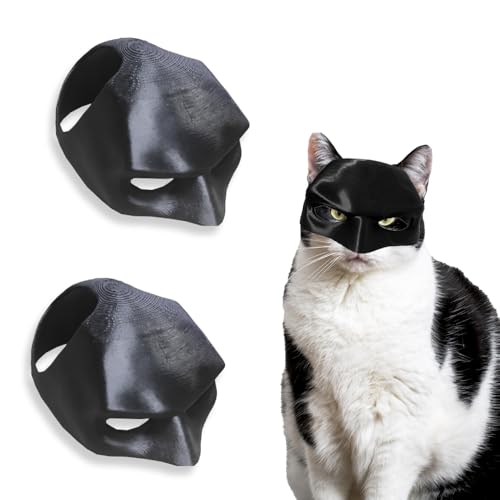 Glamifyr 2 STK Katzen Maske,Katzenkostüm für Katzen Masken Batcat Maske für Katzen Katze Maske,Maske Katze 3D Schwarze Fledermausmaske für Katzen,Haustierkostüm Halloween oder den Täglichen Spaß (M) von Glamifyr