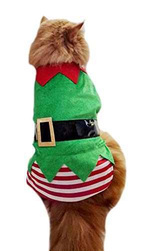 Glamour Girlz Katze Mädchen Hund Haustier Junge Katze Weihnachten Grün Rot Elf Weihnachten Helfer Mädchen Junge Pullover Kostüm (groß) von Glamour Girlz