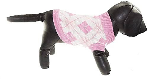 Glamour Girlz Pullover für kleine Hunde und Katzen, Argyle-Karo, warm, gestrickt, Größe XXL, Rosa von Glamour Girlz