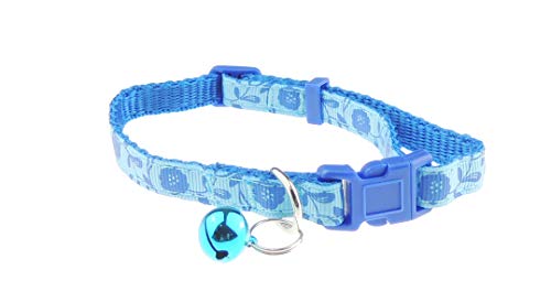 Glamour Girlz Verstellbares Halsband für Katzen und Kätzchen, aus Nylon, mit Glöckchen, Rosendruck, Blau von Glamour Girlz