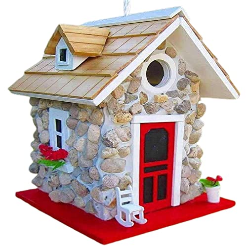 Häuschen Hängendes Vogelhaus für draußen mit Seilsimilation Holz dekoratives Vogelfutterhaus für Kolibris Futterhaus Vogelhaus Harz Kolibri Stein Vogelhaus Ornament von Glanhbnol