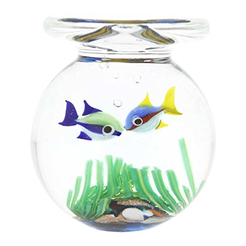 Murano Glas Aquarium Jar mit zwei Fischen - 1-3/4 Zoll von Glass Of Venice