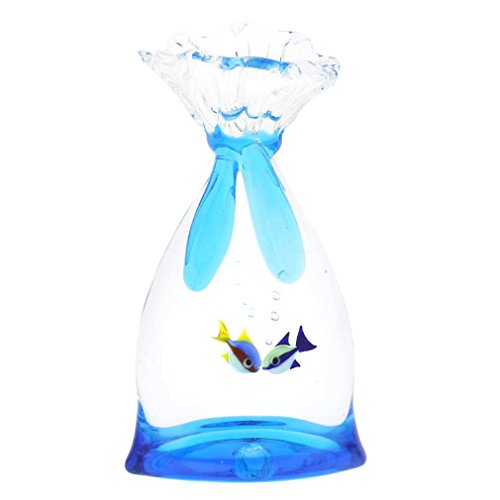 Murano Glas Aquarium Tasche mit zwei tropischen Fischen - 3-1/4 Zoll von Glass Of Venice